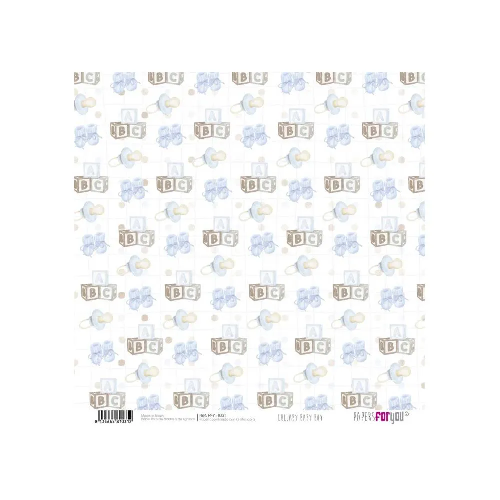 Set 24 Papeles Scrap 15x15cm Lullaby Baby Boy Papers For You