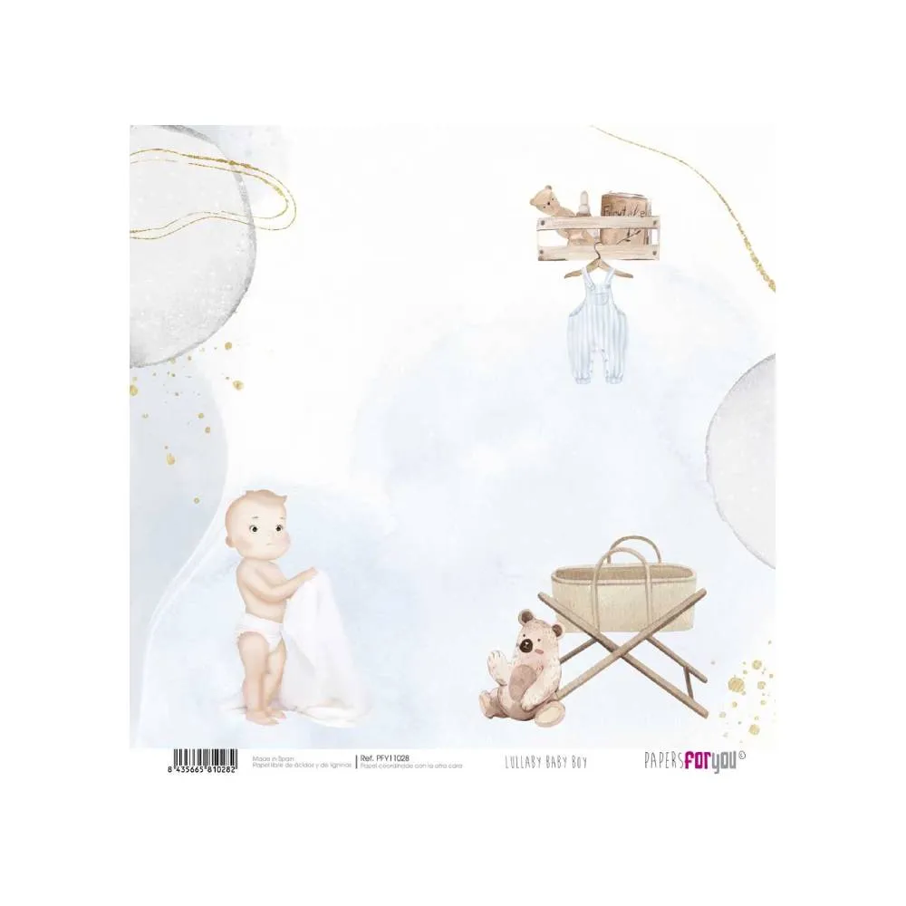 Set 24 Papeles Scrap 15x15cm Lullaby Baby Boy Papers For You