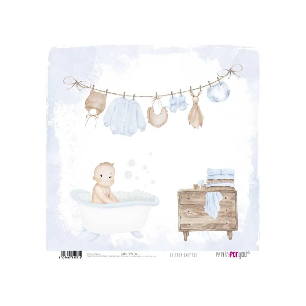Set 24 Papeles Scrap 15x15cm Lullaby Baby Boy Papers For You