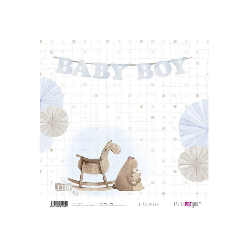 Set 24 Papeles Scrap 15x15cm Lullaby Baby Boy Papers For You