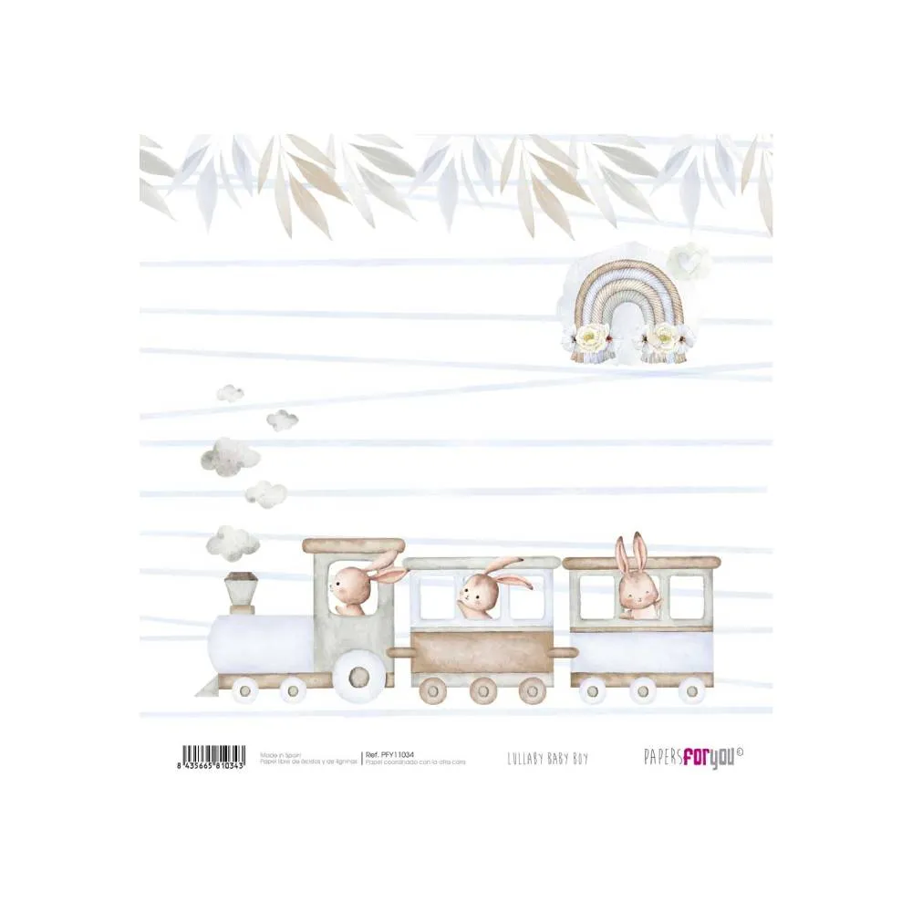 Set 24 Papeles Scrap 15x15cm Lullaby Baby Boy Papers For You