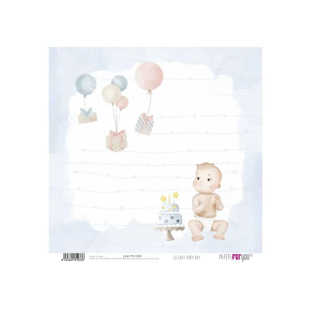 Set 24 Papeles Scrap 15x15cm Lullaby Baby Boy Papers For You