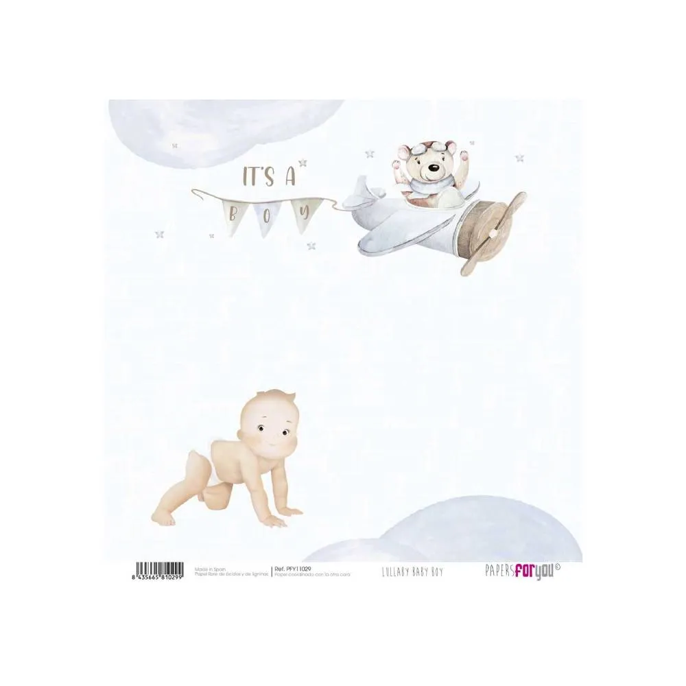 Set 24 Papeles Scrap 15x15cm Lullaby Baby Boy Papers For You