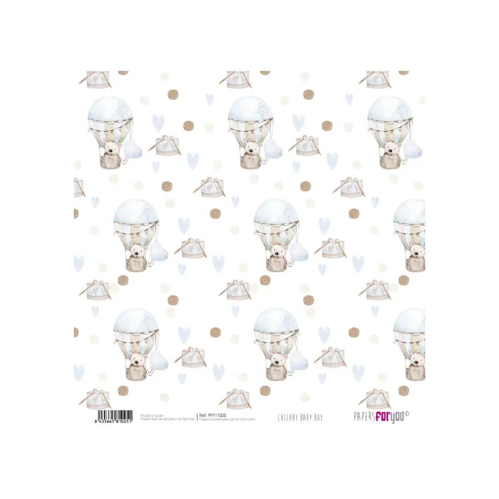 Set 24 Papeles Scrap 15x15cm Lullaby Baby Boy Papers For You