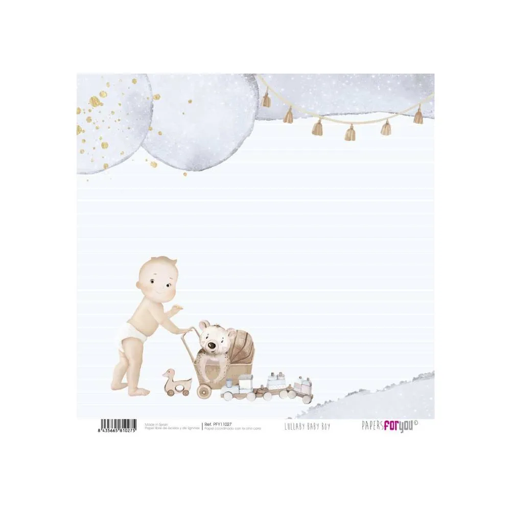 Set 24 Papeles Scrap 15x15cm Lullaby Baby Boy Papers For You