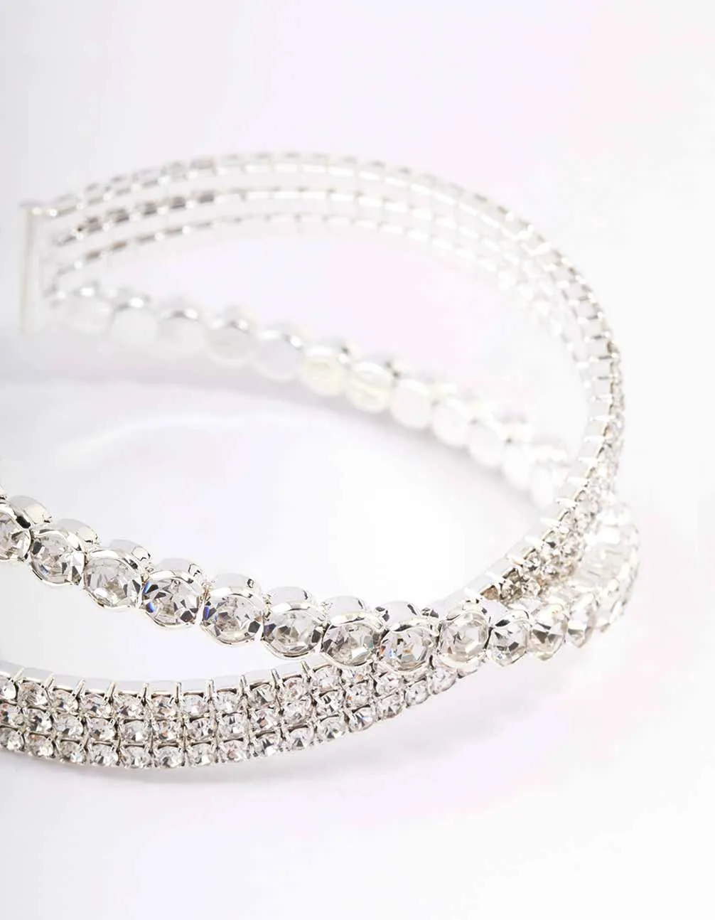 Silver Cluster Diamante Wrist Cuff