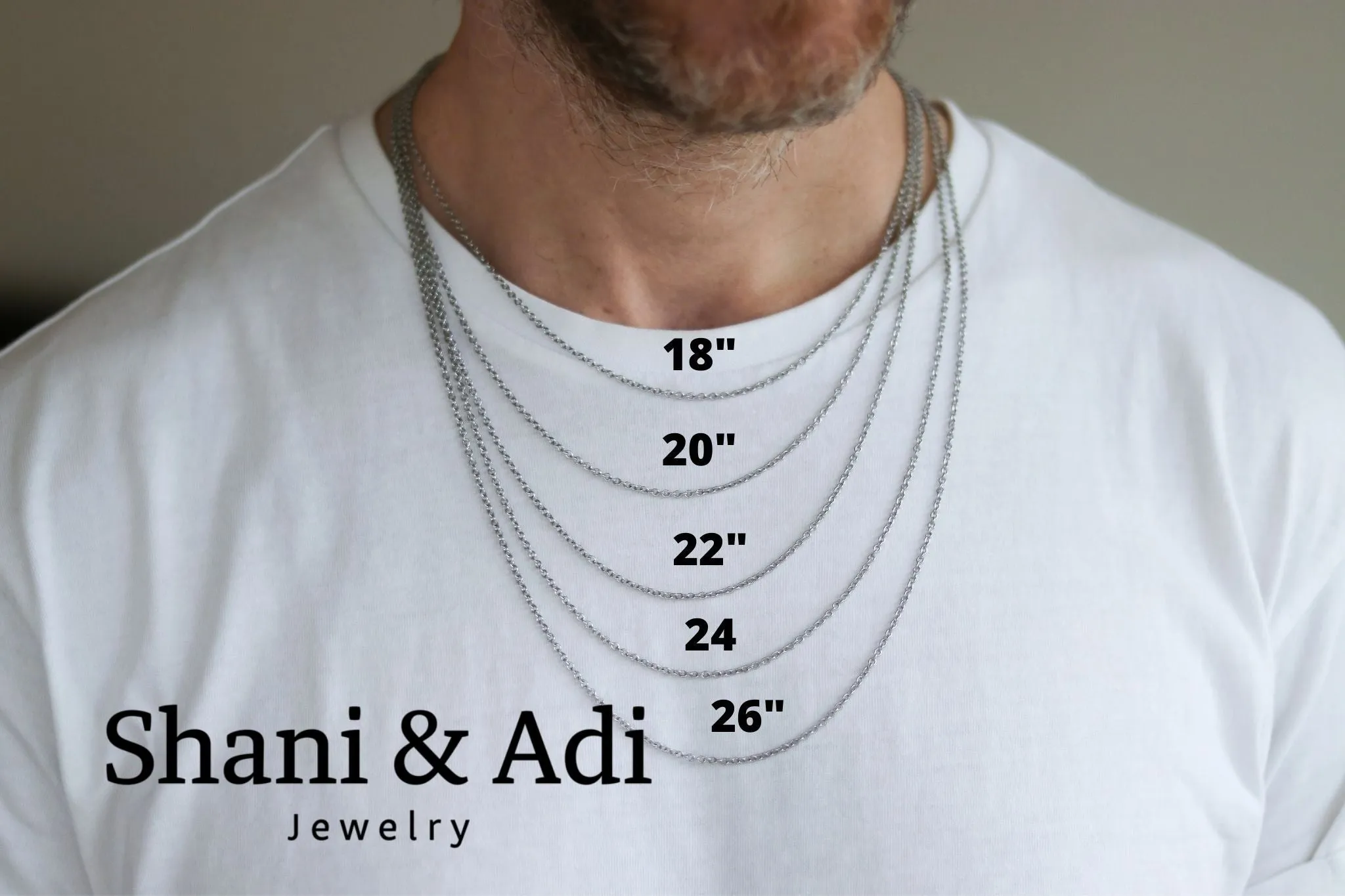 Silver Om necklace for men, stainless steel chain necklace, waterproof