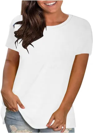 Summer Tops for Women 2025 Trendy Short Sleeve Tshirts Casual Loose Crew Neck T Shirts Plus Size Workout Tunic Blouse