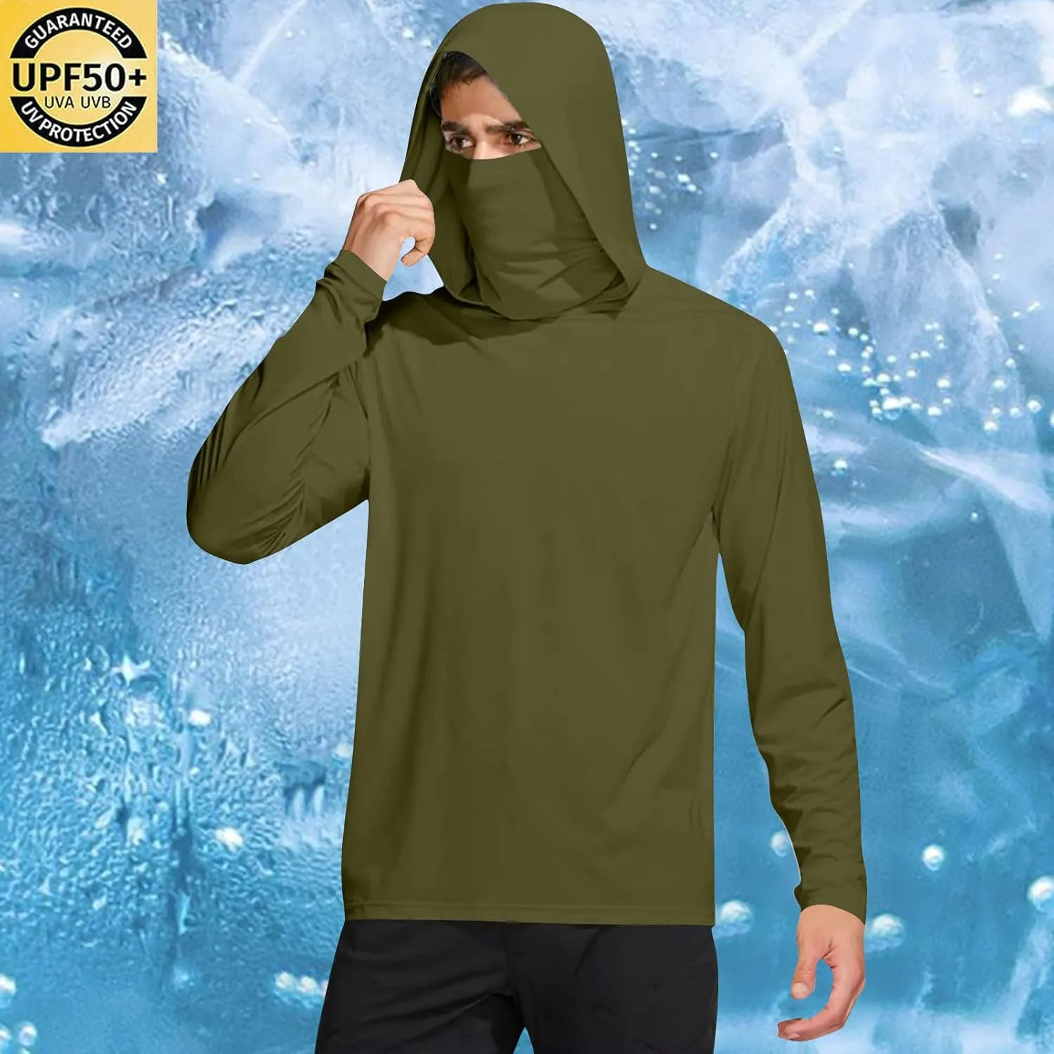 Sun Protection Shirts for Men with Mask UPF 50  Fishing Blouses Lightweight Long Sleeve UV Rash Guard Cooling Hoodies