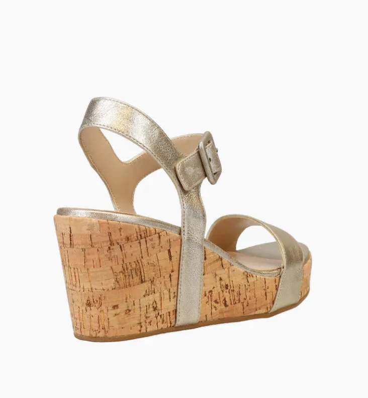 The Cork Wedge Sandal in Platino