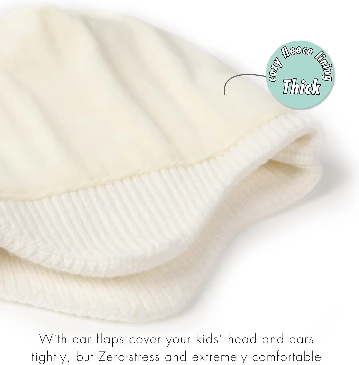 Toddler Baby Winter Hat Warm Fleece Lined Knit Kids Hat with Earflap Infant Newborn Pom Pom Beanie Knit Cap Girls Boys