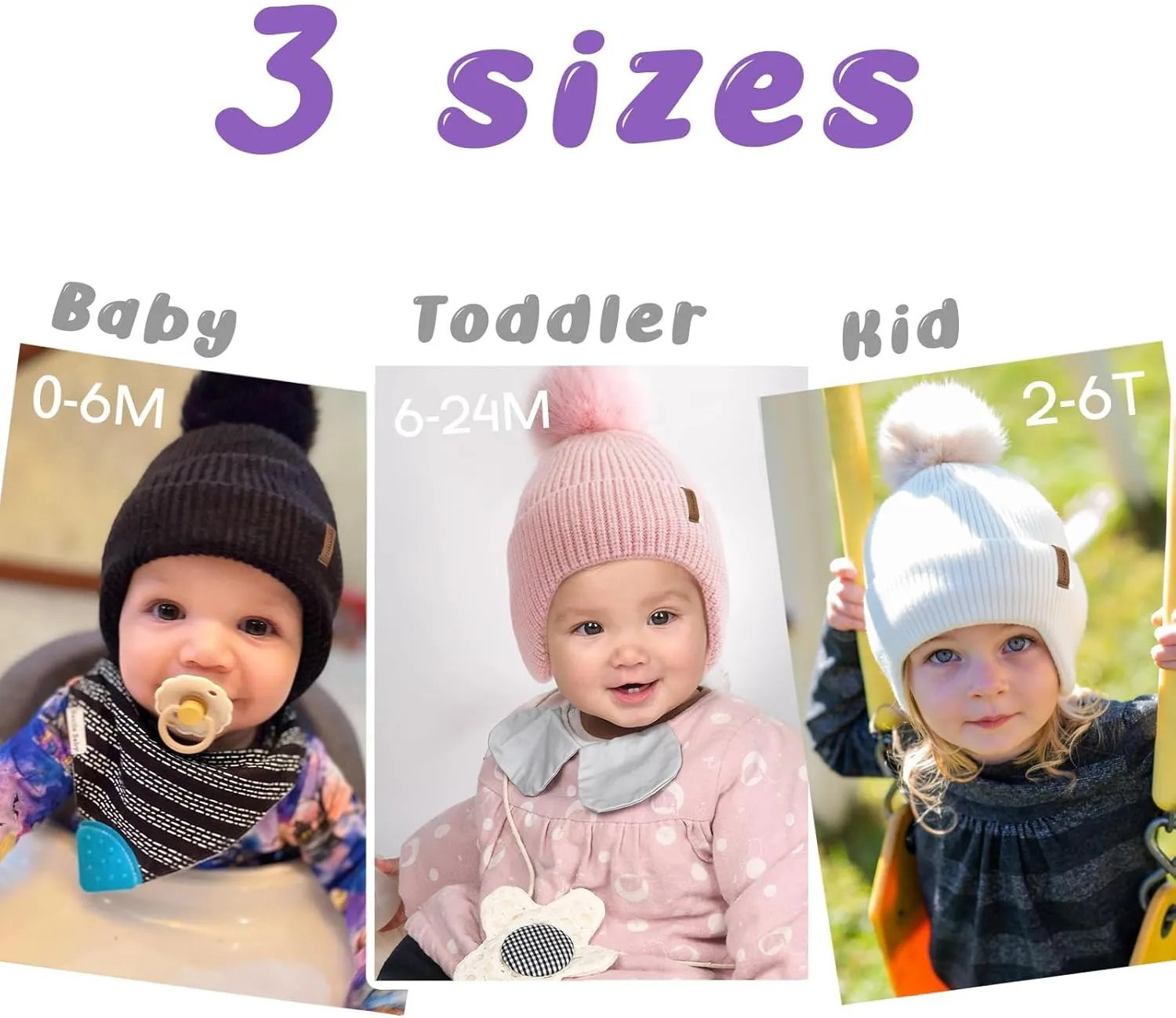 Toddler Baby Winter Hat Warm Fleece Lined Knit Kids Hat with Earflap Infant Newborn Pom Pom Beanie Knit Cap Girls Boys