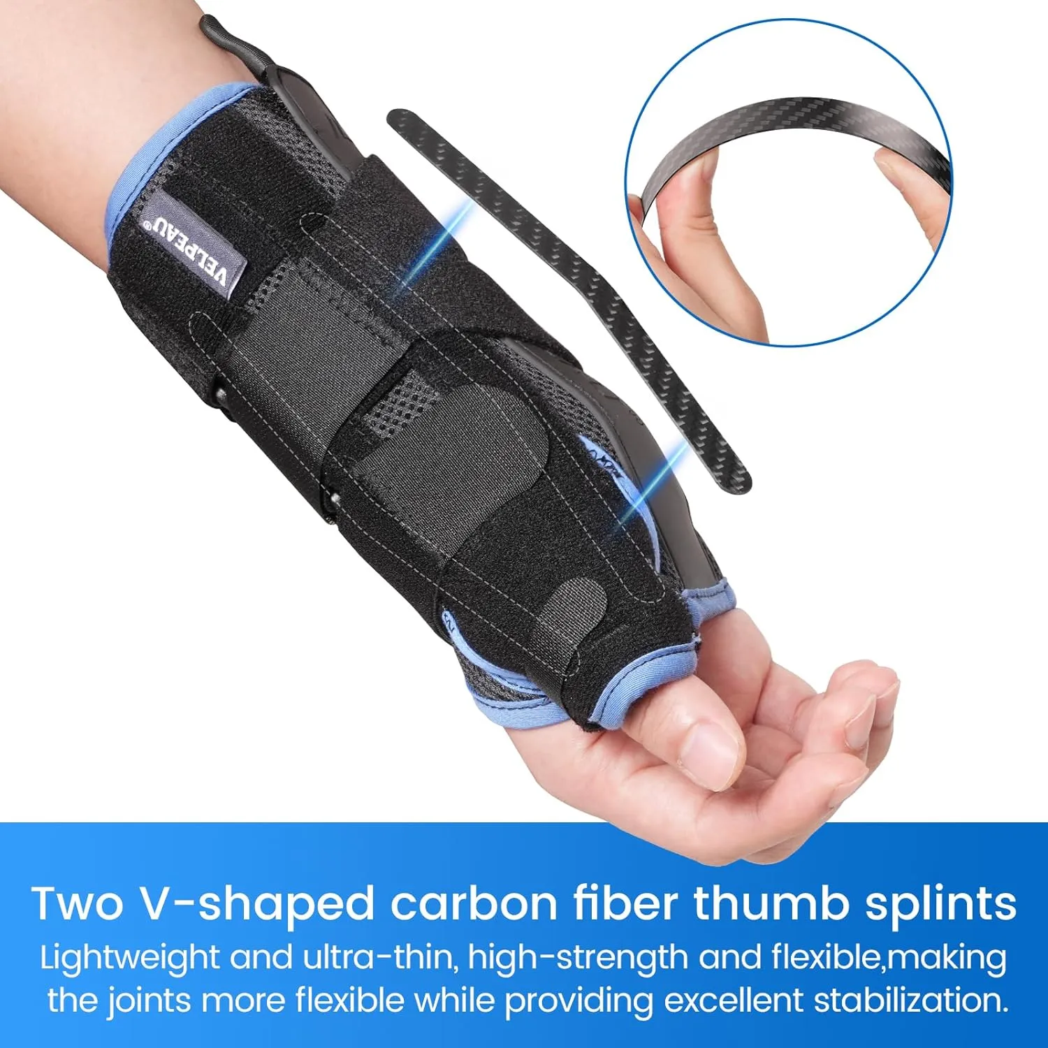 Velpeau Carpal Tunnel Wrist Brace with Thumb Support for Right and Left Hands, Thumb Spica Splint for De Quervain's Tenosynovitis, Sprain, Injuries, Tendonitis, Arthritis, Wrist Pain (Right Hand, M)