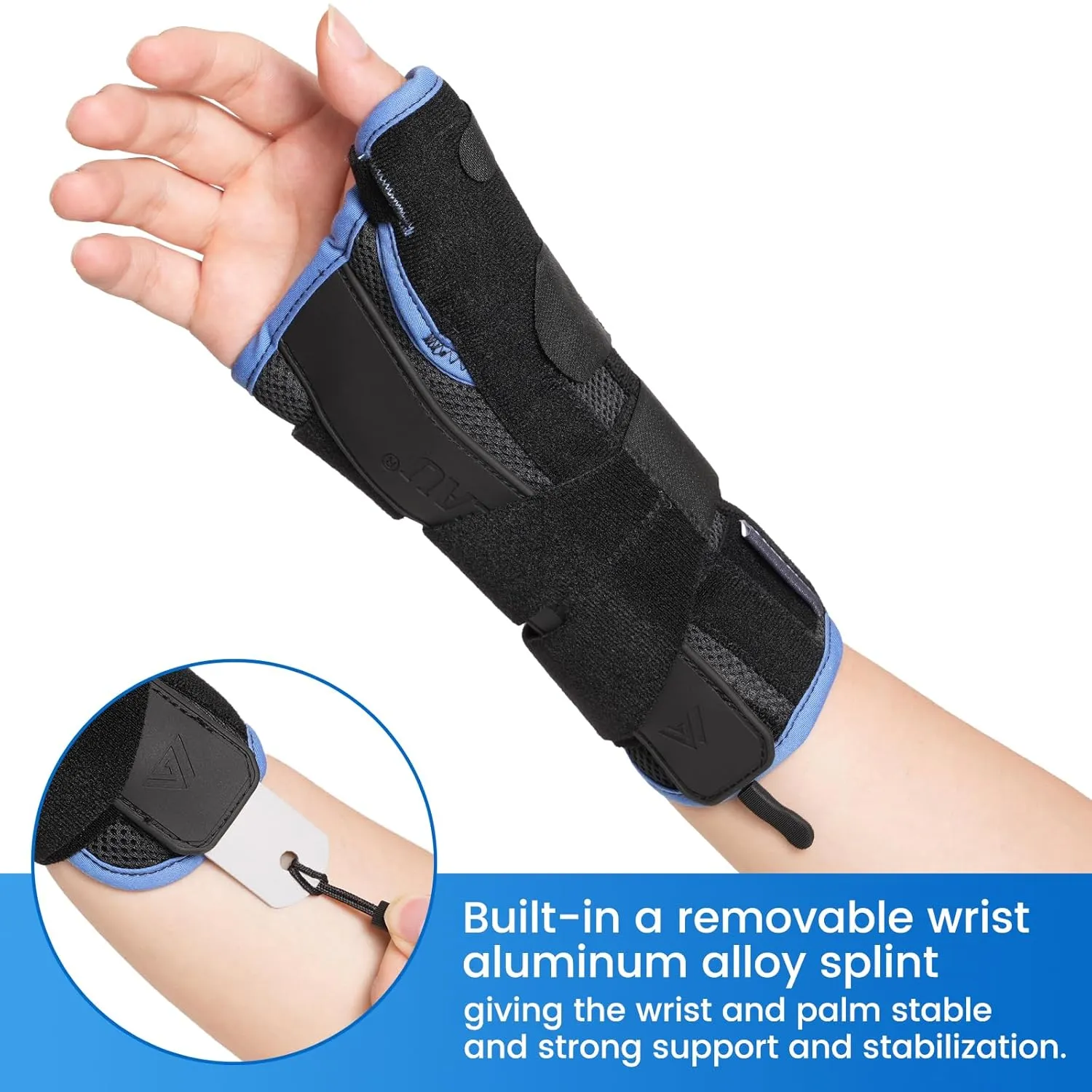 Velpeau Carpal Tunnel Wrist Brace with Thumb Support for Right and Left Hands, Thumb Spica Splint for De Quervain's Tenosynovitis, Sprain, Injuries, Tendonitis, Arthritis, Wrist Pain (Right Hand, M)