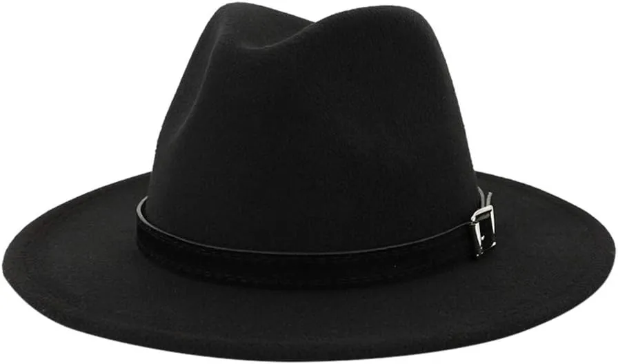 Women Lady Classic Wool Fedora Hat Belt Buckle Wide Brim Panama Hat Fedora Hats for Men Classic Hats for Men