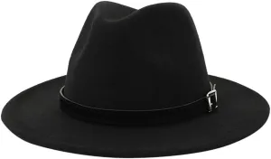 Women Lady Classic Wool Fedora Hat Belt Buckle Wide Brim Panama Hat Fedora Hats for Men Classic Hats for Men